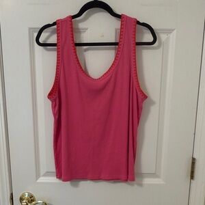 J. Crew Pink Red Embroidered Tank Top XXL NWOT